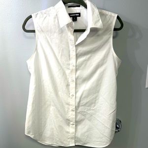 White sleeveless button up